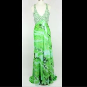 CASSANDRA STONE Green sequined formal dress gown